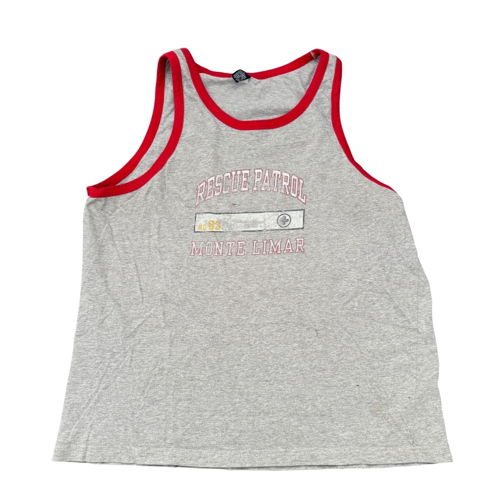 VTG Gap Mens XL Rescue Patrol Monte Limar Ringer Tank Top Gray Red Distressed